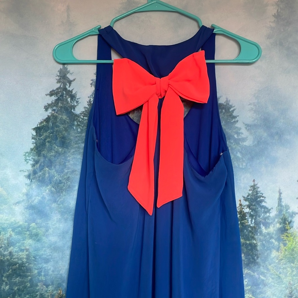 Blue bow back mini dress